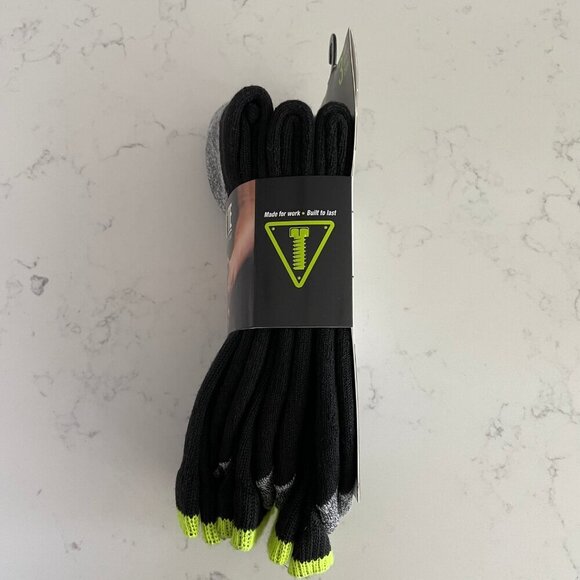 Gold Medal Intl Jobsite 3 Pairs Crew Socks Made for Work Blk Grn Shoe Sz 6-12 - Picture 2 of 5